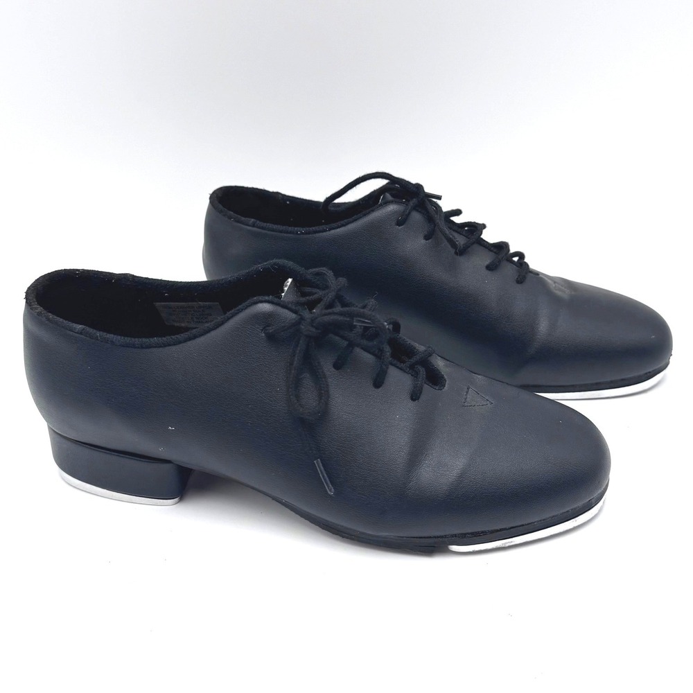 LEO Women's 7.5 M Black Lace Up Tap Shoes Synthetic Leather Dance Performance